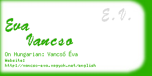 eva vancso business card
