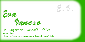 eva vancso business card